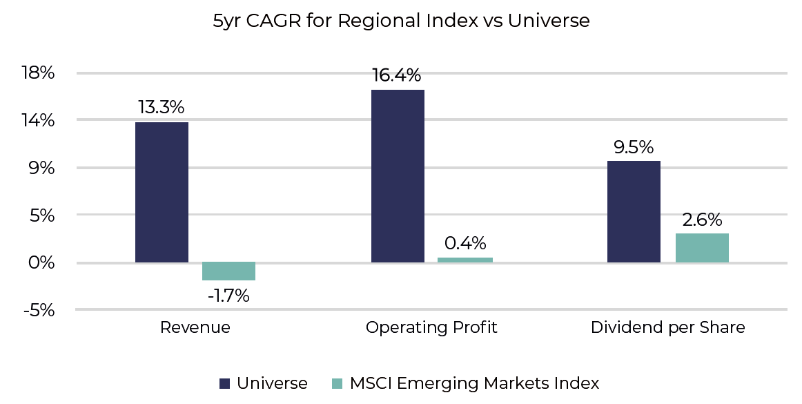 Emerging Markets Dividend Investing Graph - Compound Annual Growth Rate